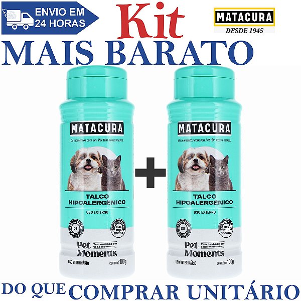KIT 2 Talco Hipoalergênico Removedor de Odores 100g - Matacura