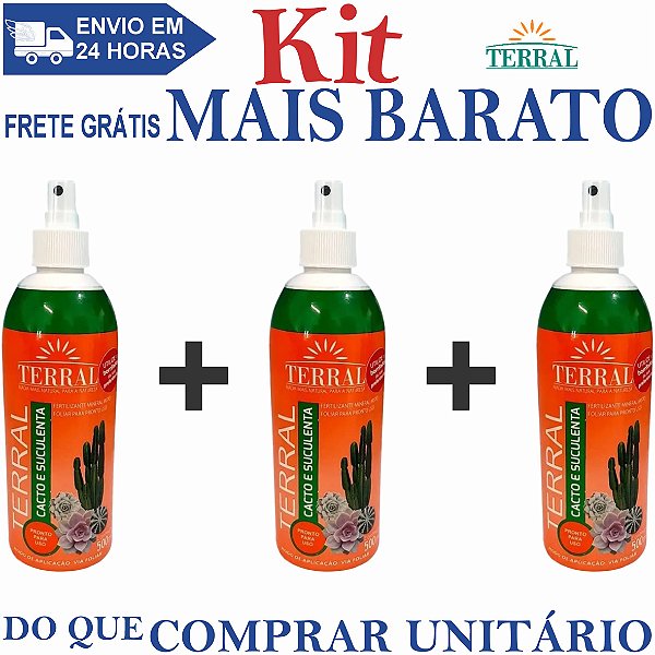 KIT 3 Cacto e Suculenta Pronto Uso 500ml - Terral