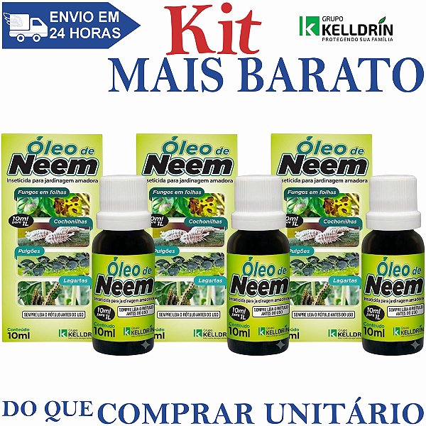KIT 3 Óleo de Neem 10ml - Kelldrin