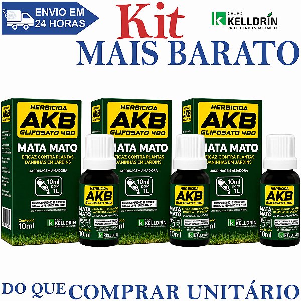 KIT 3 AKB 480 Herbicida Glifosato 10ml - Kelldrin