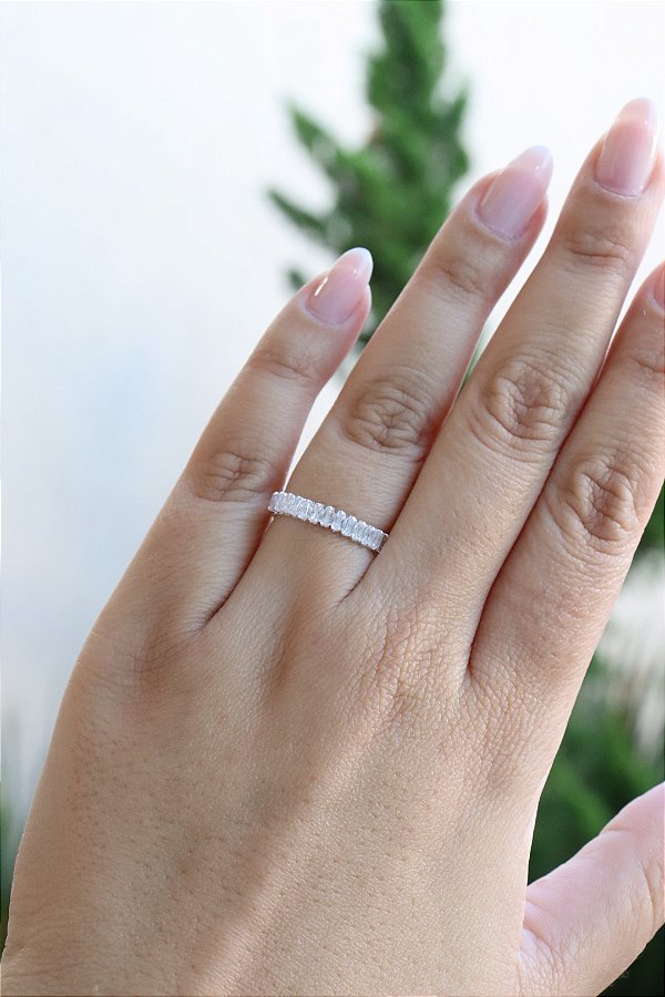 Anel baguete • folheado a prata