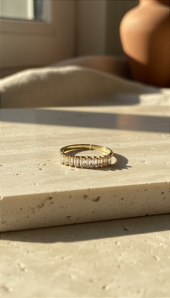 Anel baguete • folheado a ouro