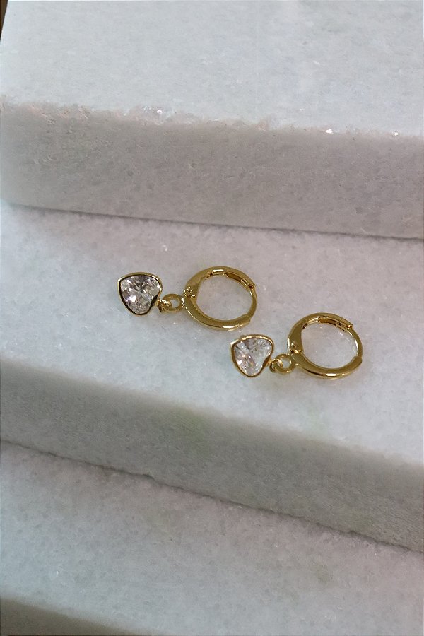 Argola ponto luz coração • folheado a ouro