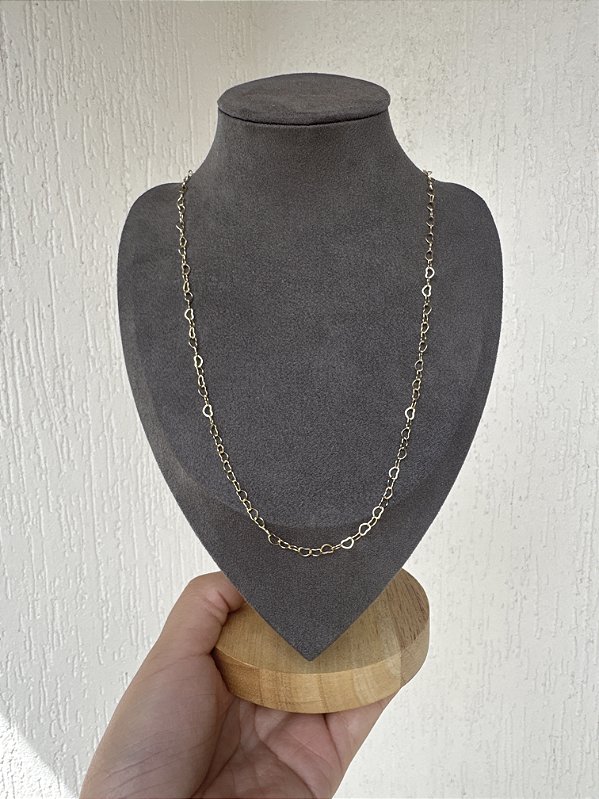 Longo elo coração • folheado a ouro