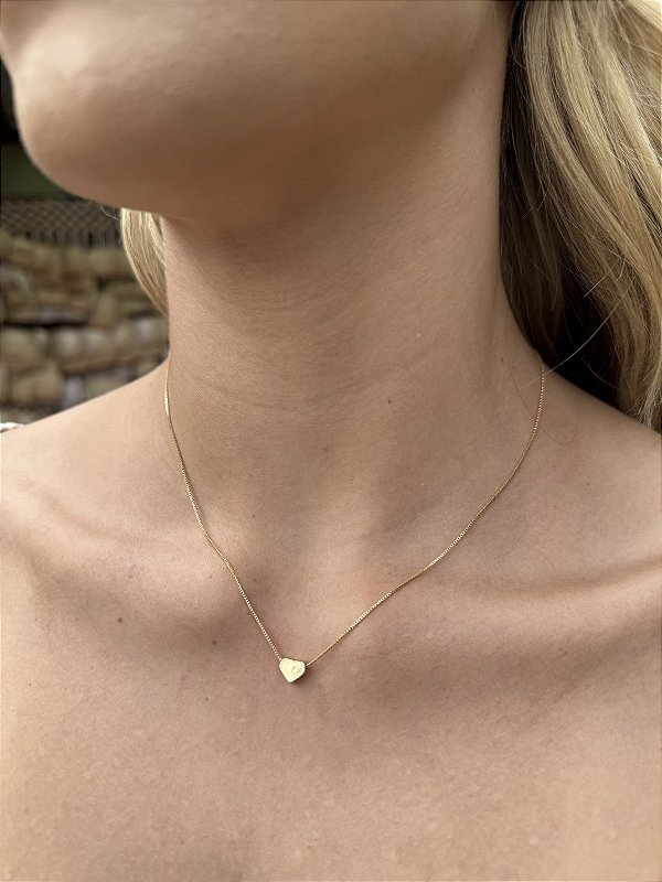 Colar coração metal • folheado a ouro