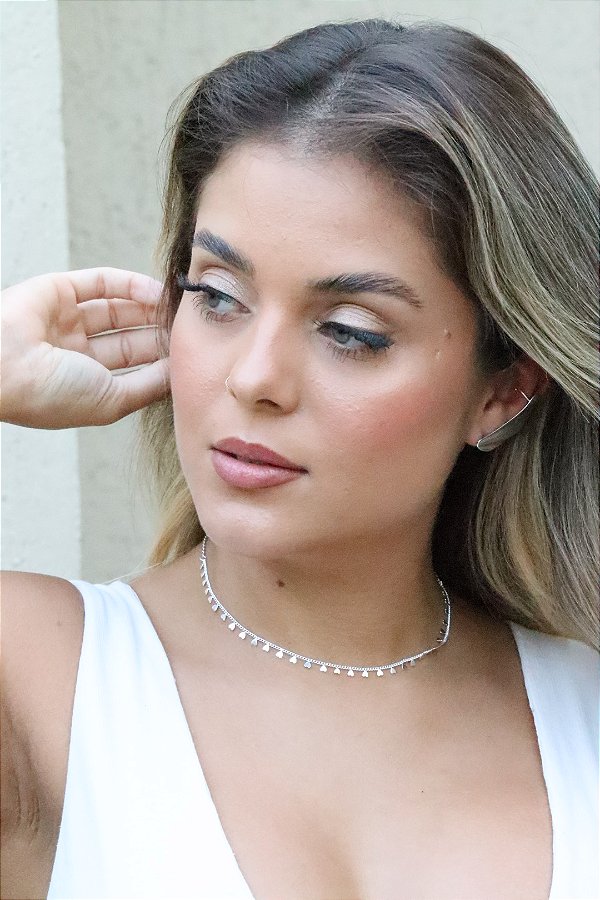 Choker coração pendurado • folheado a prata