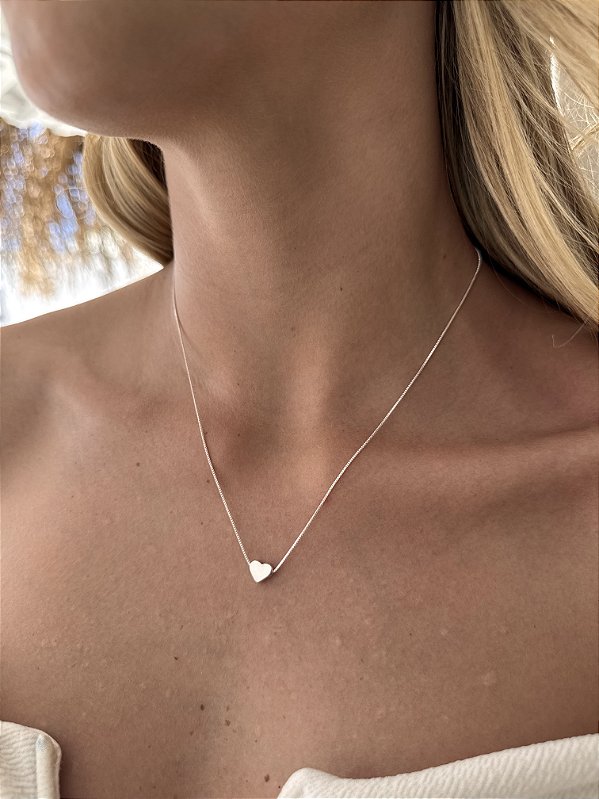 Colar coração metal • folheado a prata