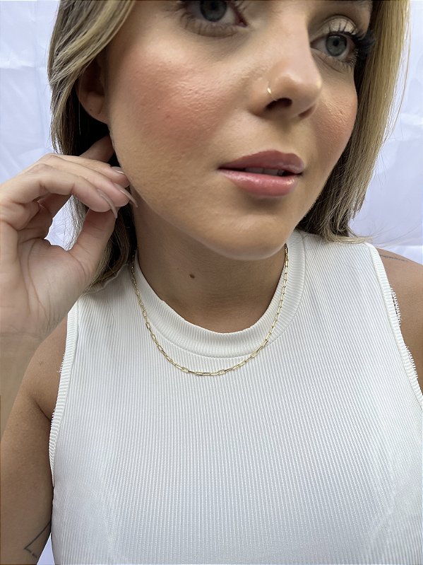 Choker alongada • folheado a ouro