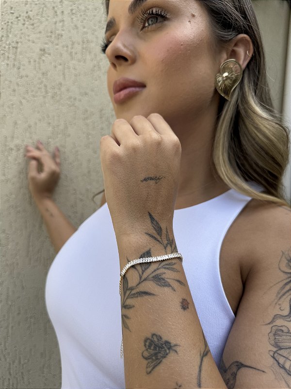 Pulseira baguete • folheado a ouro