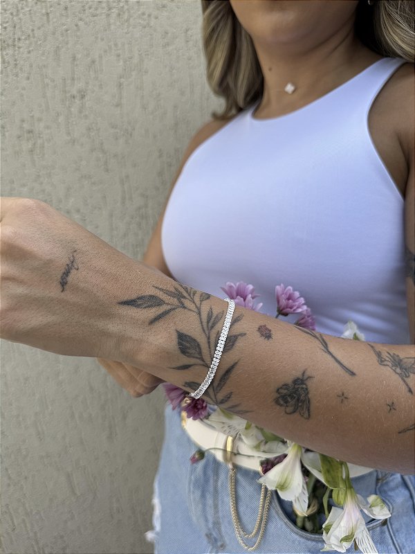 Pulseira baguete • folheado a prata
