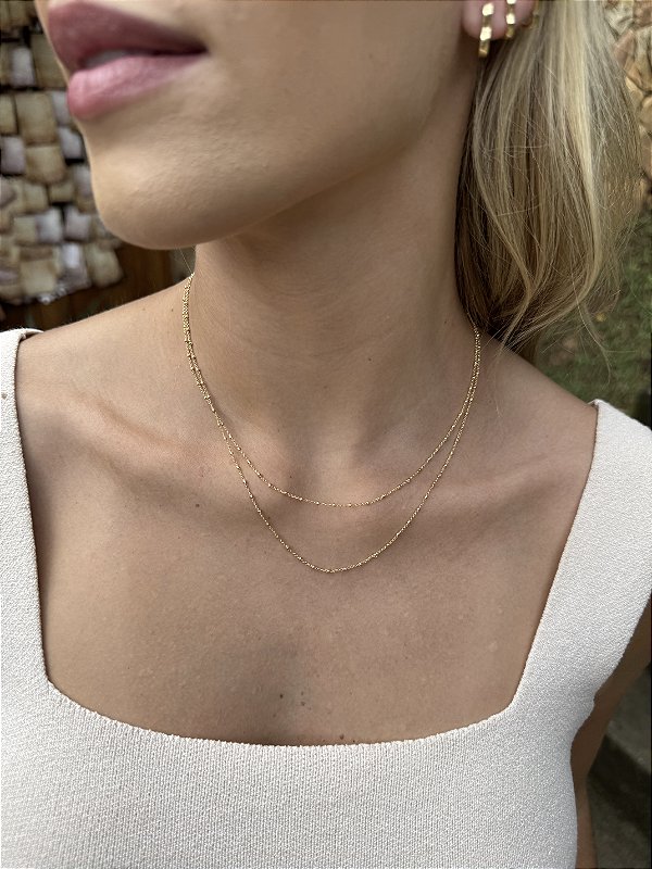 Colar duplo bolinhas • folheado a ouro