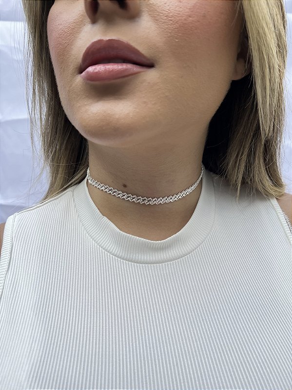 Choker quadrada • folheado a prata