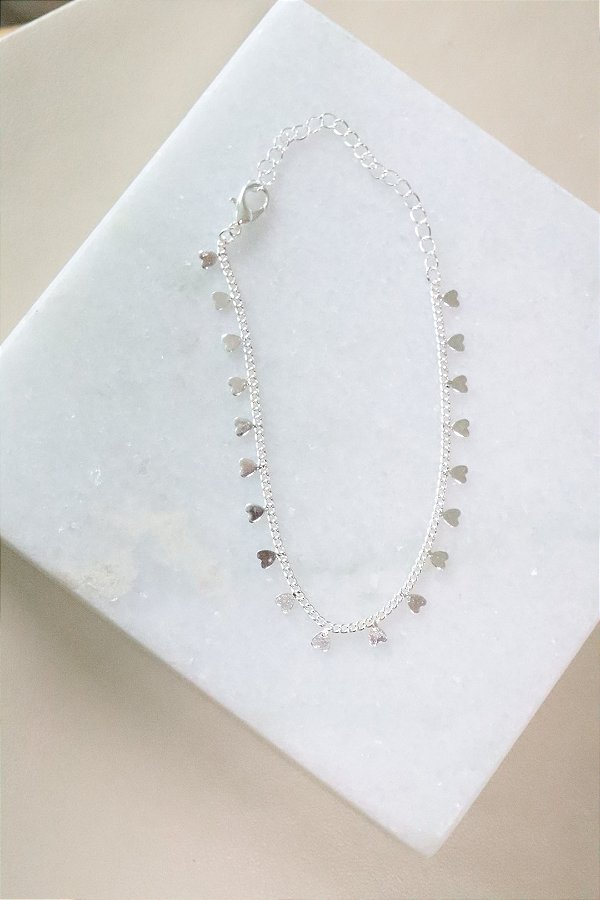 Pulseira coração pendurado • folheado a prata