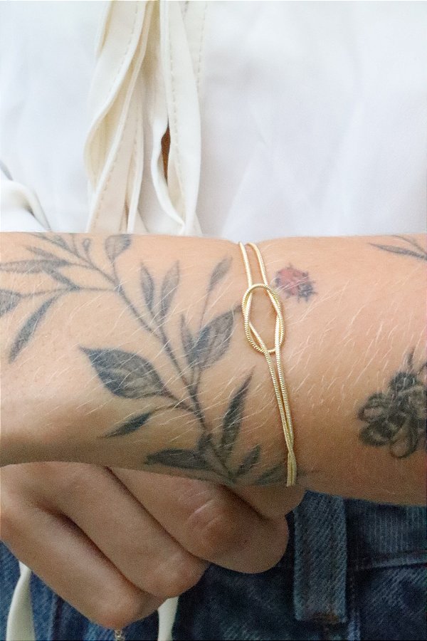 Pulseira nó duplo • folheado a ouro