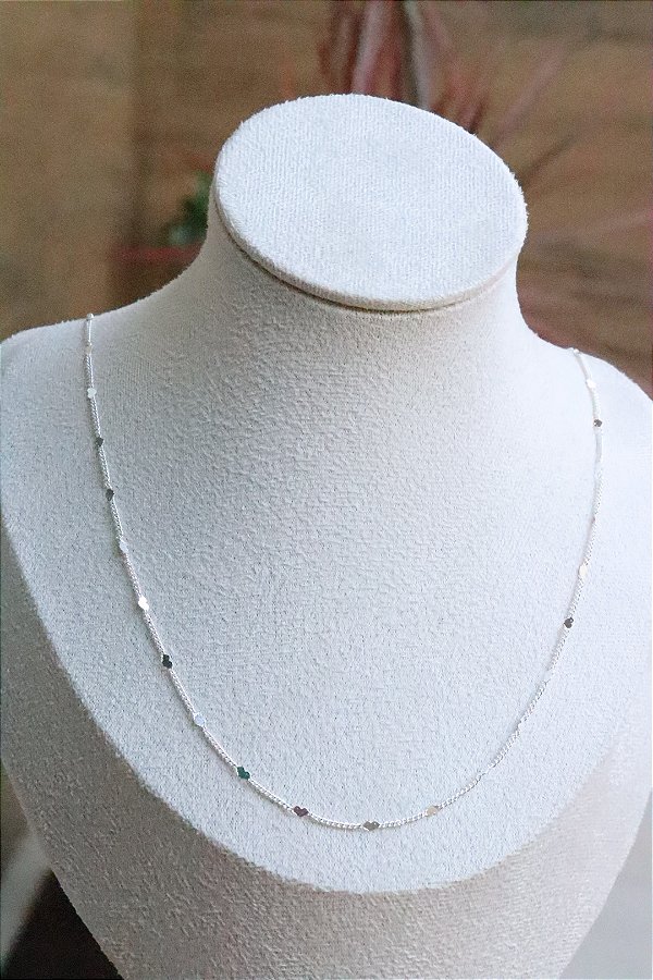 Longo coração chapinha • folheado a prata