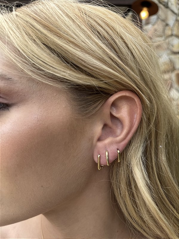 Trio argolas quadrada • folheado a ouro