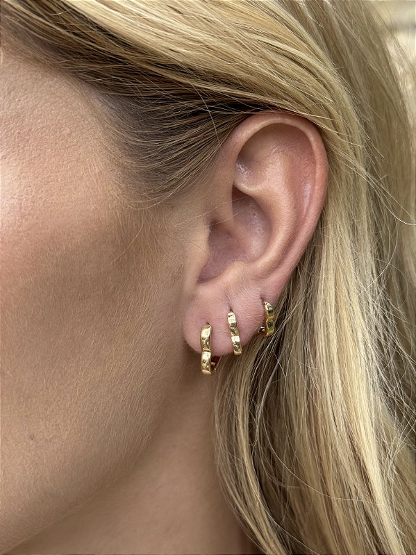 Trio argolas corações • folheado a ouro