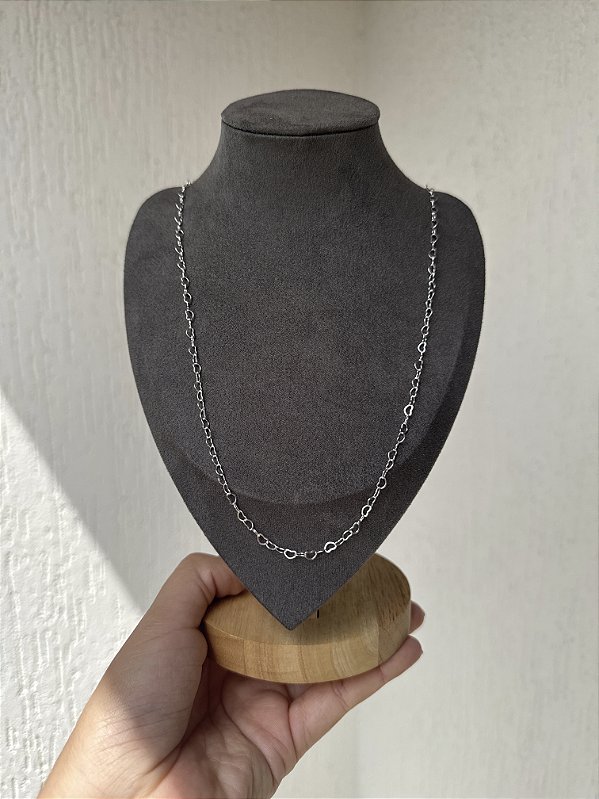 Longo elo coração • folheado a prata