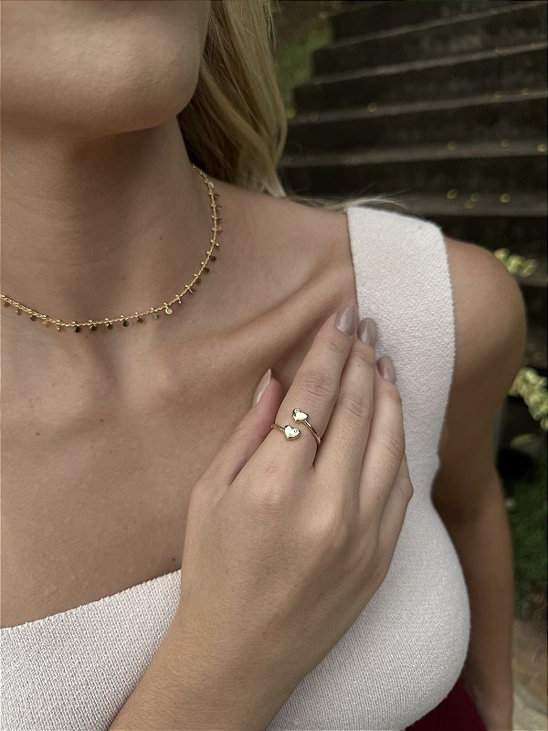 Anel coração brilhinho • folheado a ouro