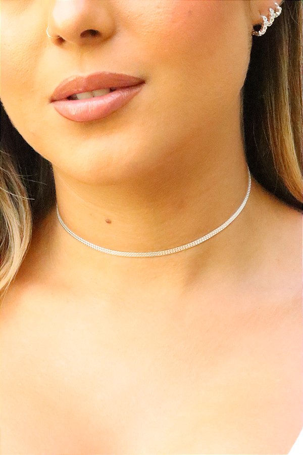 Choker veneziana dupla • folheado a prata