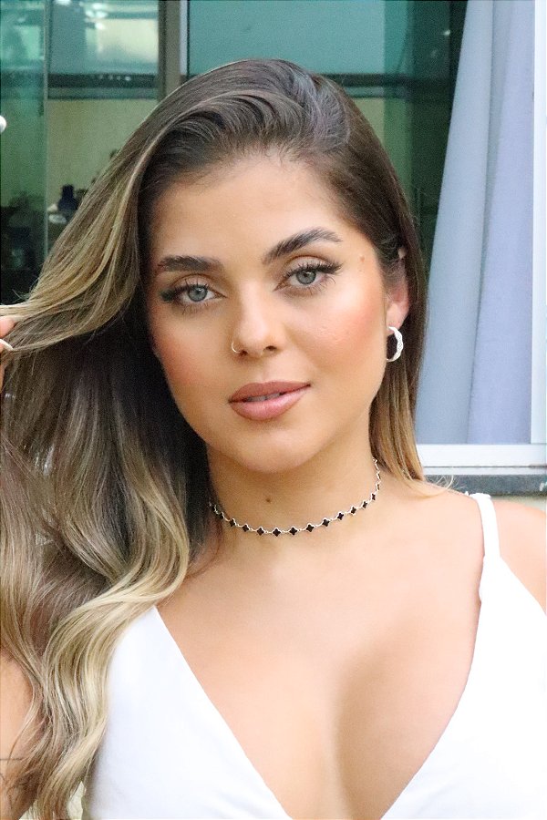 Choker trevinho preto • folheado a prata