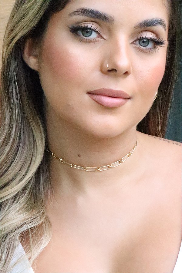 Choker elos largos • folheado a ouro