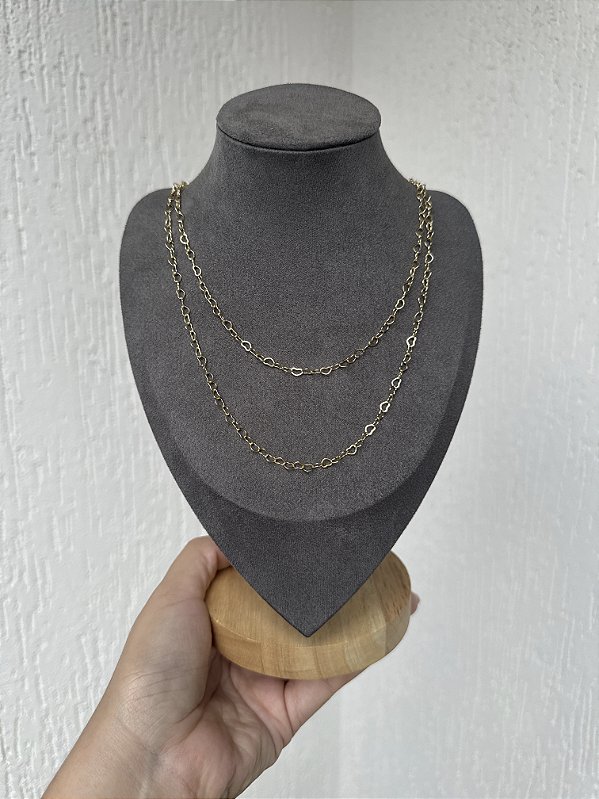 Duplo elo coração • folheado a ouro