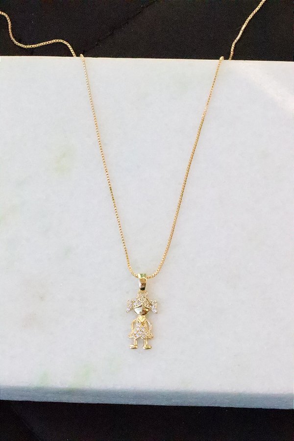 Colar filha vestido cristal • folheado a ouro