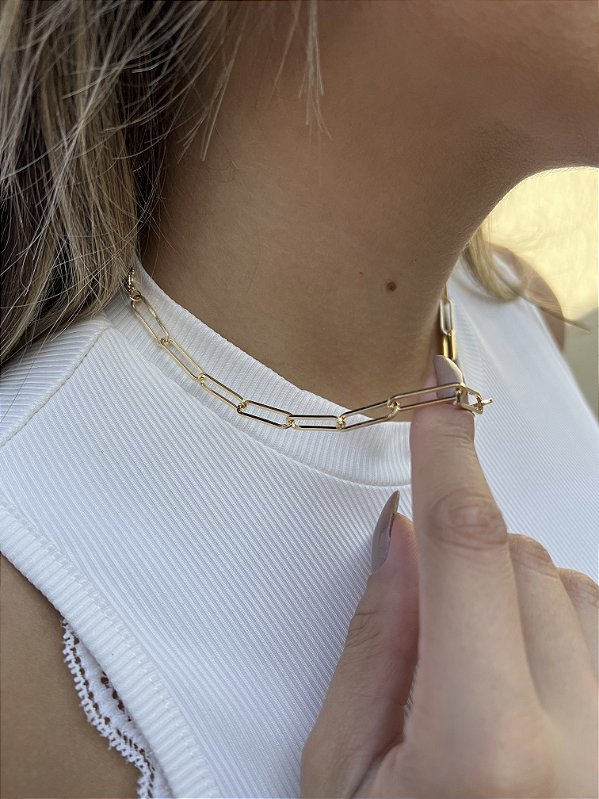 Choker corrente grossa • folheado a ouro