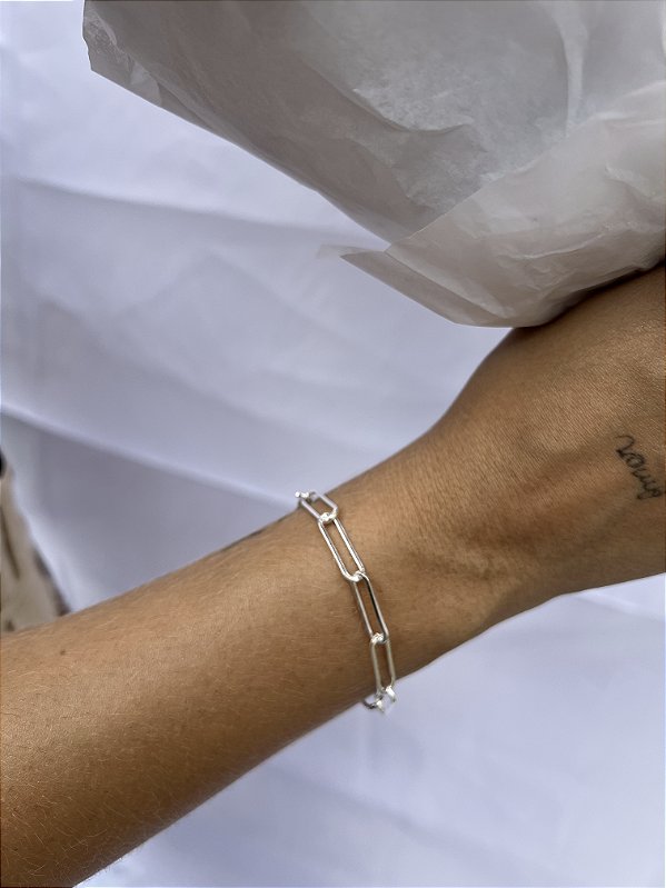 Pulseira corrente grossa • folheado a prata