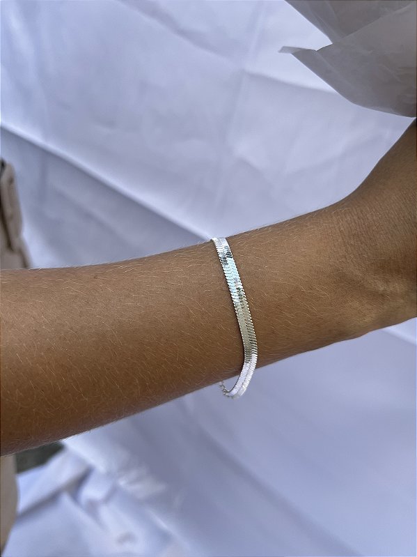 Pulseira fita grossa • folheado a prata