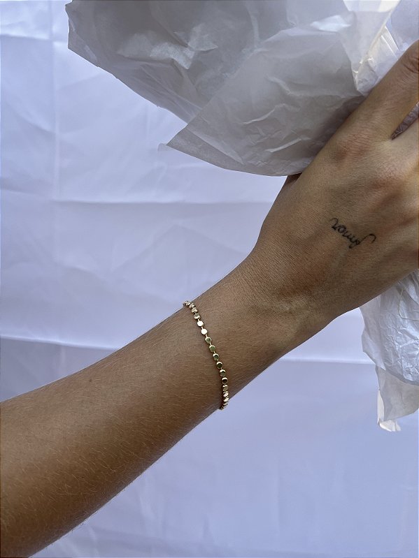 Pulseira bolinha amassada grossa • folheado a ouro