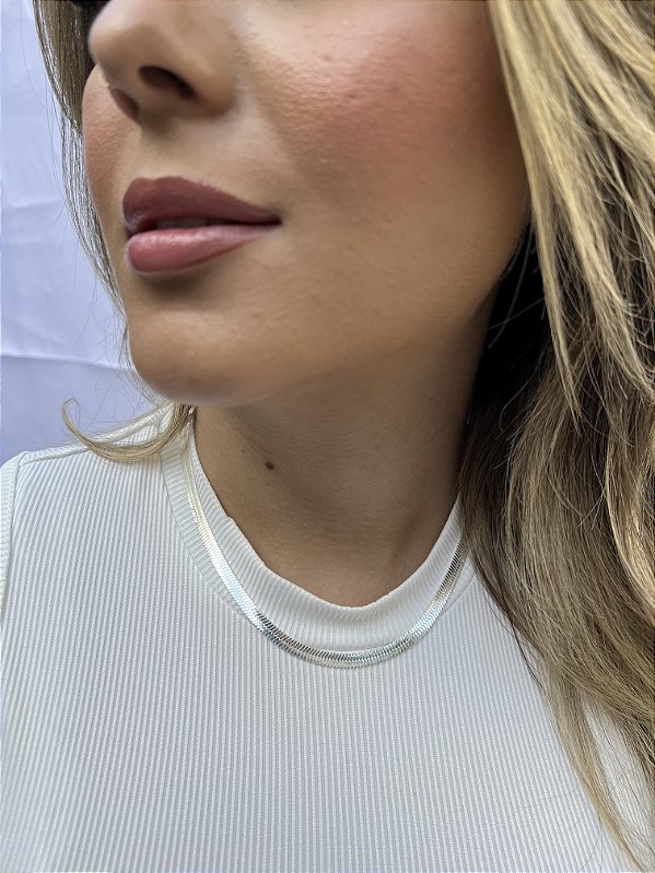 Choker fita grossa • folheado a prata