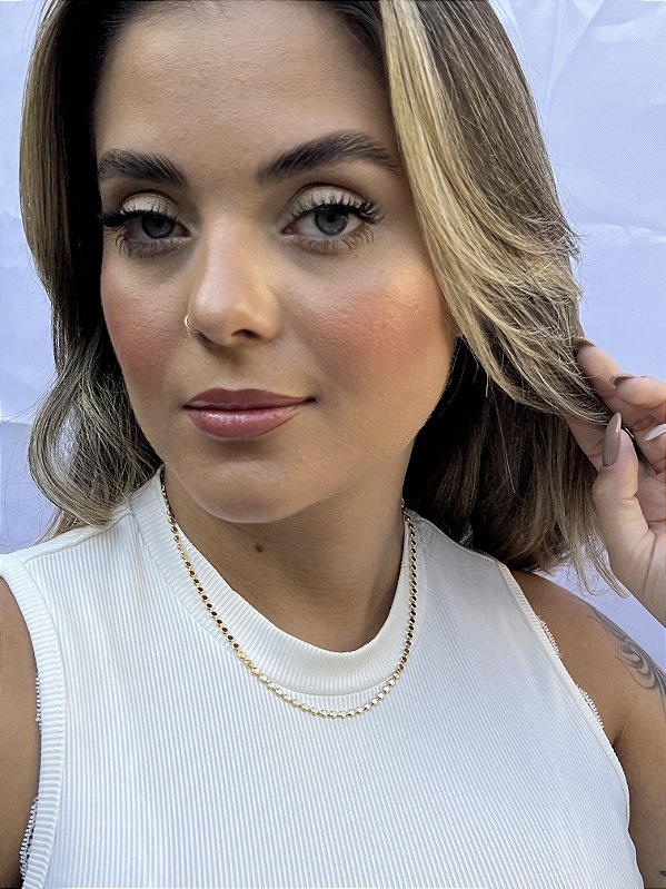 Choker bolinha amassada grossa • folheado a ouro