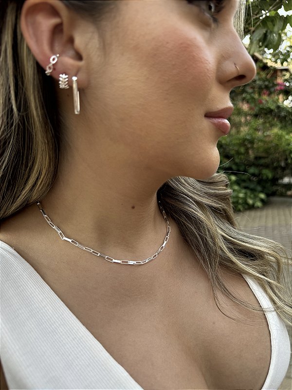 Choker quadriculada • folheado a prata