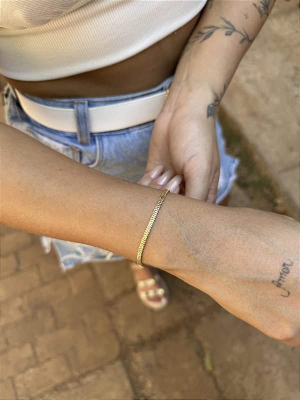 Pulseira fita gotinhas • folheado a ouro