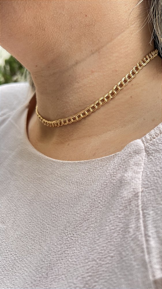 Choker corrente dupla • folheado a ouro