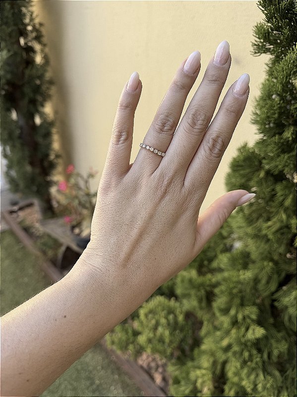 Anel riviera cristal • folheado a ouro