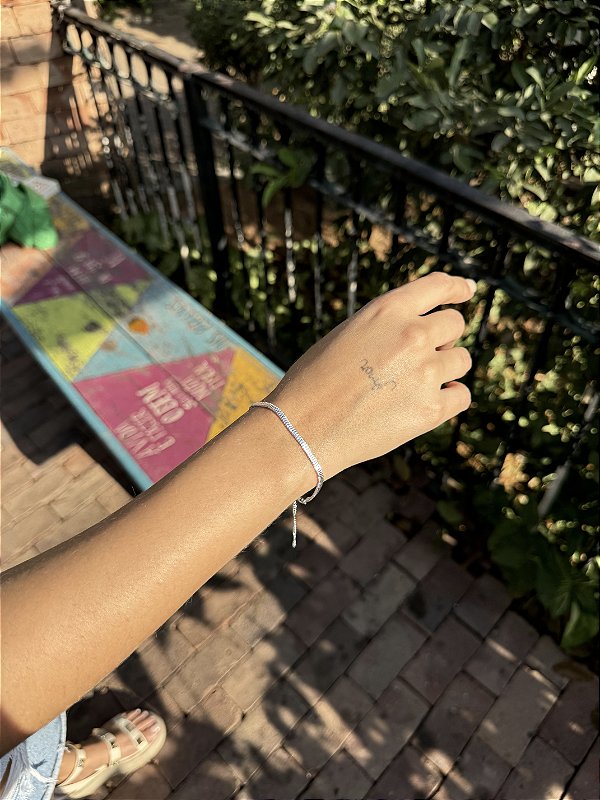 Pulseira fita gotinhas • folheado a prata