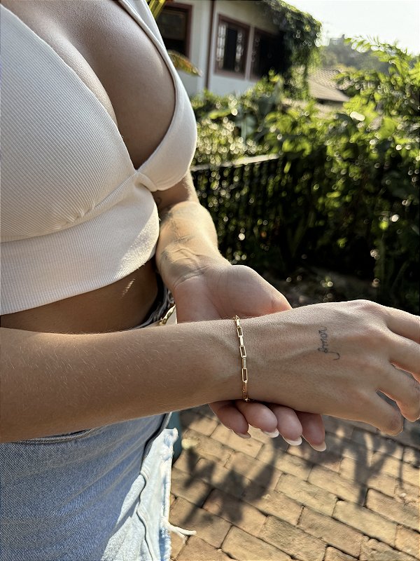 Pulseira quadriculada • folheado a ouro