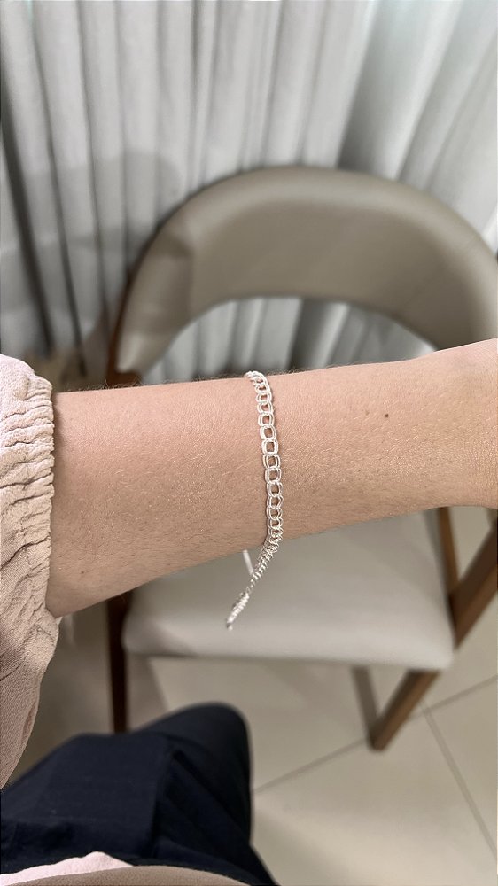 Pulseira corrente dupla • folheado a prata