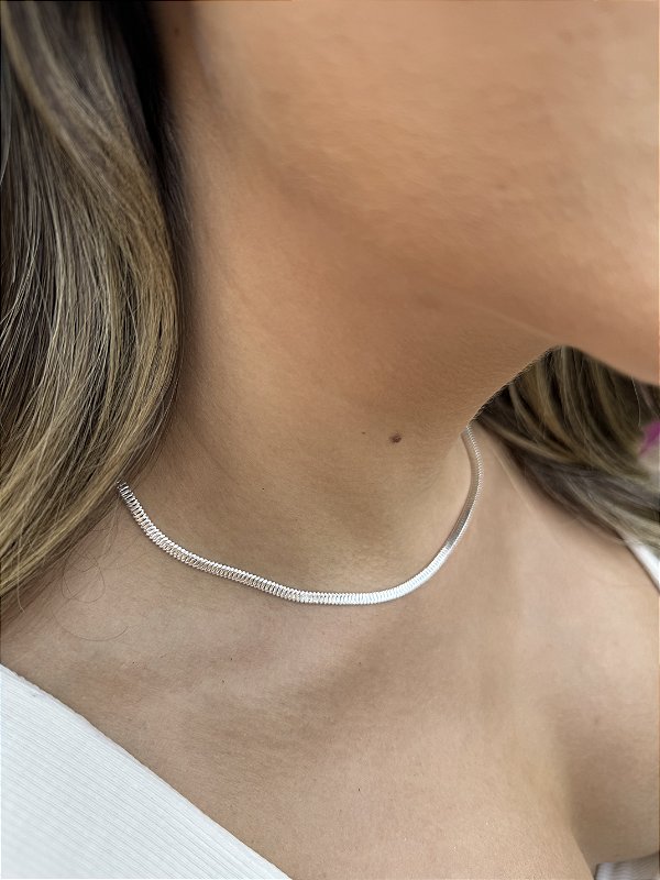 Choker fita gotinhas • folheado a prata