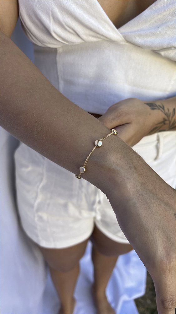 Pulseira bola abs • folheado a ouro
