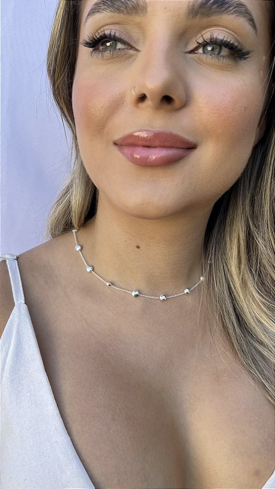 Choker bola abs • folheado a prata