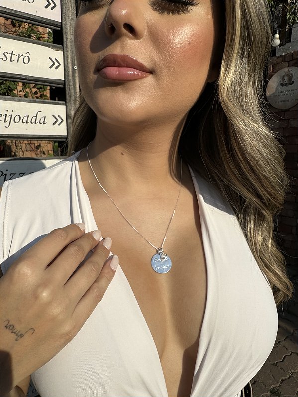 Colar seja forte ponto • folheado a prata