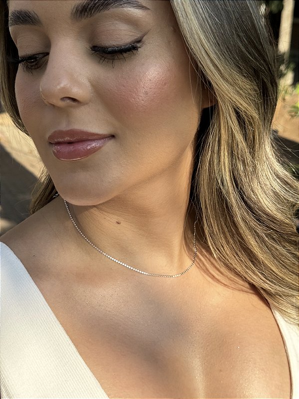 Choker bolinha amassada mini • folheado a prata