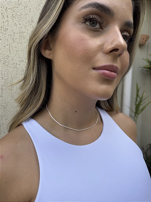Choker malha fina • folheado a prata
