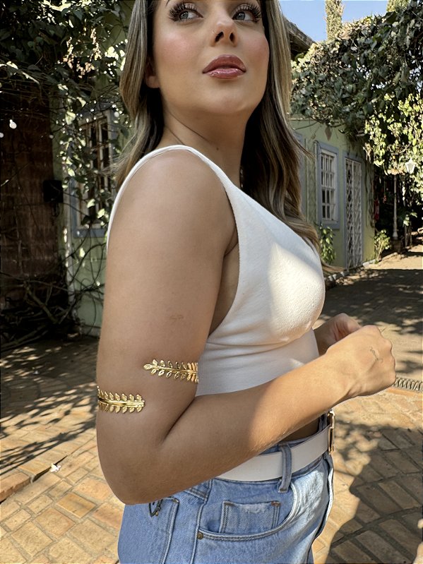 Bracelete folhas • folheado a ouro