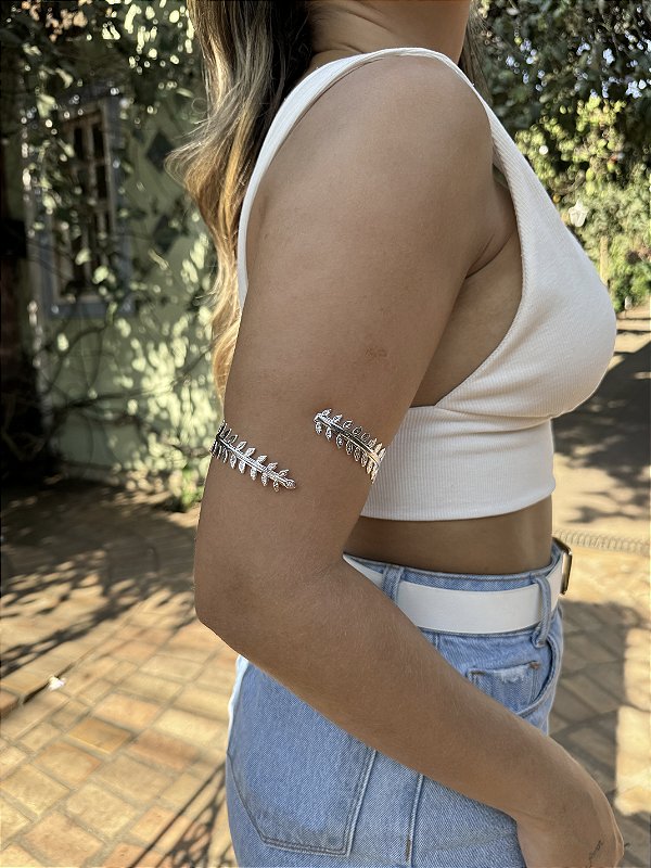 Bracelete folhas • folheado a prata