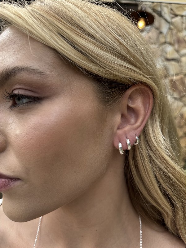 Trio argolas lisas • folheado a prata